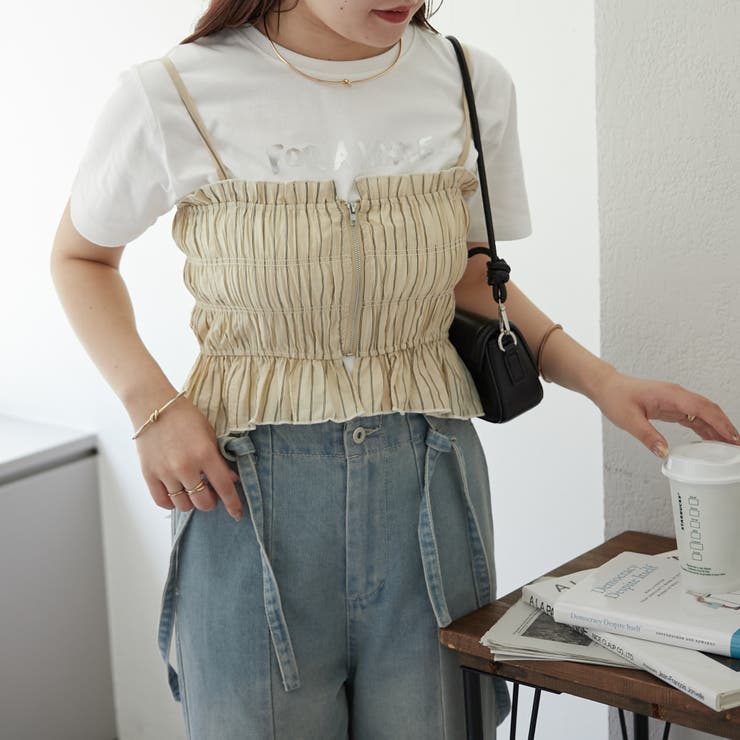 フロントZIPシャーリングビスチェ[品番：NCLW0013658]｜NICE