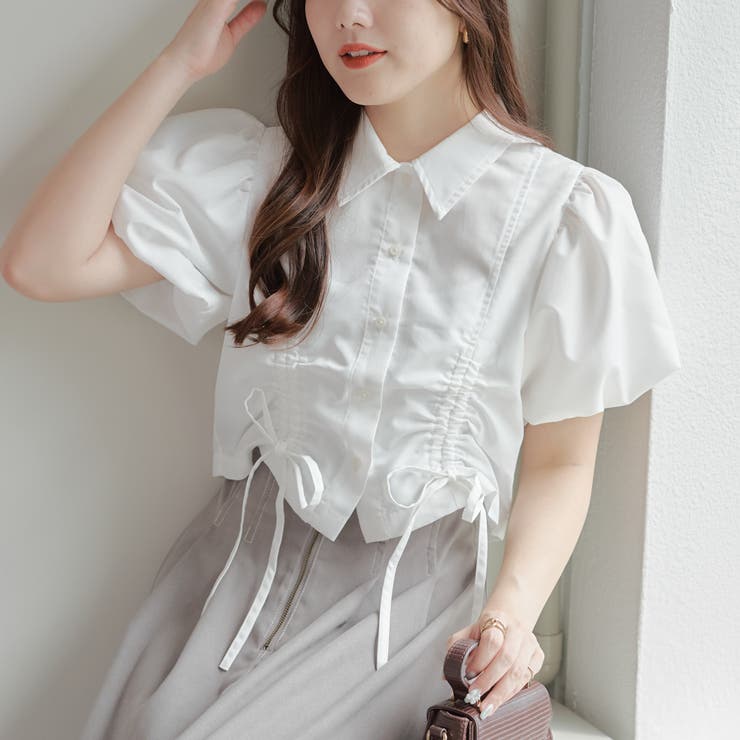 くしゅくしゅパフブラウス[品番：NCLW0014130]｜NICE CLAUP / OLIVE