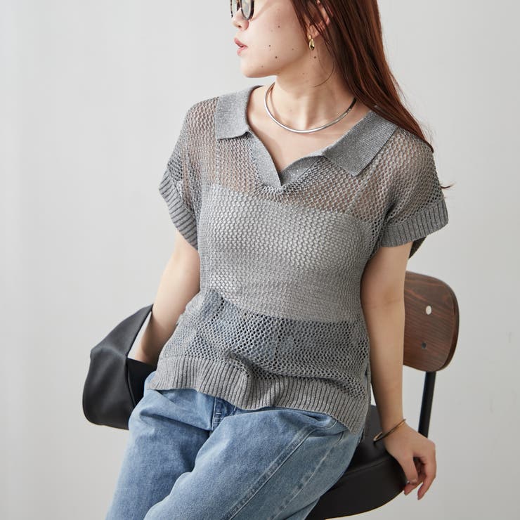 透かし編みニットポロ | NICE CLAUP / OLIVE des OLIVE　OUTLET | 詳細画像9 