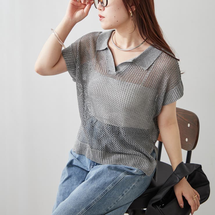 透かし編みニットポロ | NICE CLAUP / OLIVE des OLIVE　OUTLET | 詳細画像12 