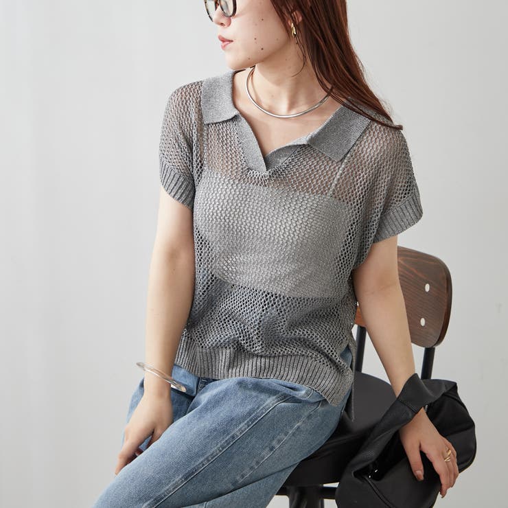 透かし編みニットポロ | NICE CLAUP / OLIVE des OLIVE　OUTLET | 詳細画像13 