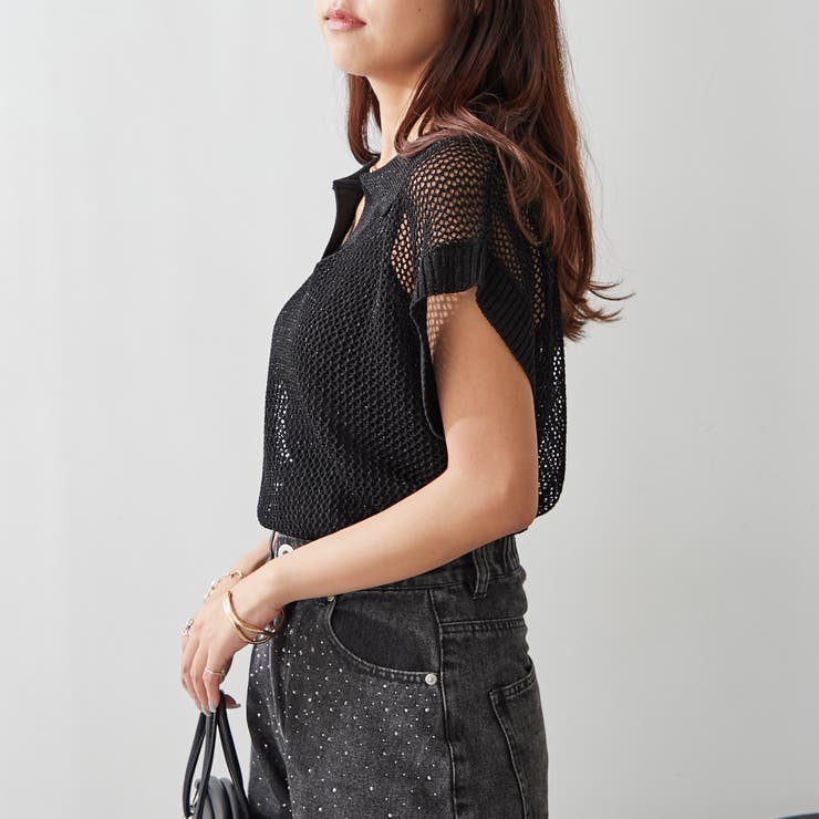 透かし編みニットポロ | NICE CLAUP / OLIVE des OLIVE　OUTLET | 詳細画像17 
