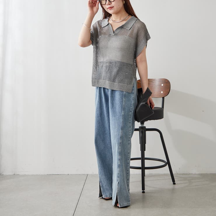 透かし編みニットポロ | NICE CLAUP / OLIVE des OLIVE　OUTLET | 詳細画像29 