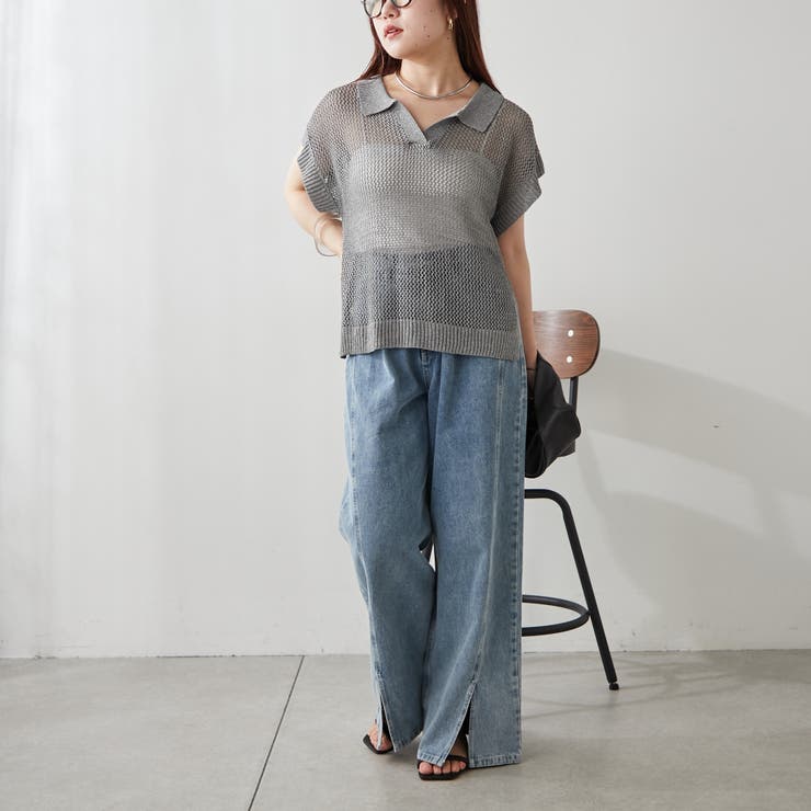 透かし編みニットポロ | NICE CLAUP / OLIVE des OLIVE　OUTLET | 詳細画像30 