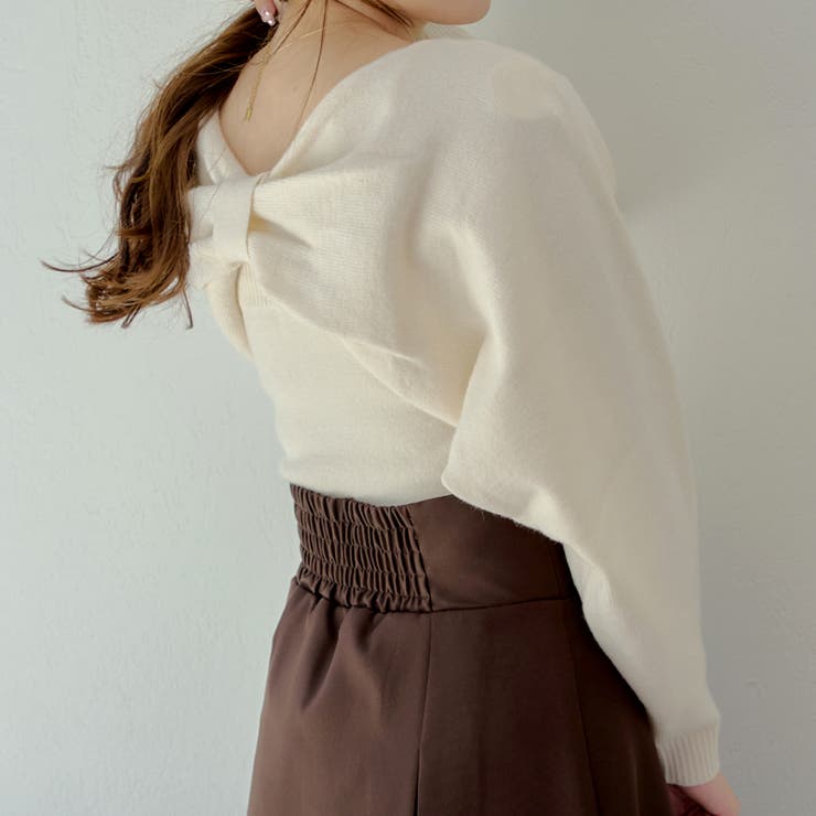 ナイスクラップ　メリーカールチュニックニット　肩リボンレースキャミ　セット ナイスクラップ メリーカールチュニックニット 肩リボンレース