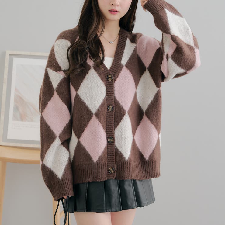 MARCHES】起毛アーガイルカーデ[品番：OLOW0014421]｜RMAF NICE CLAUP