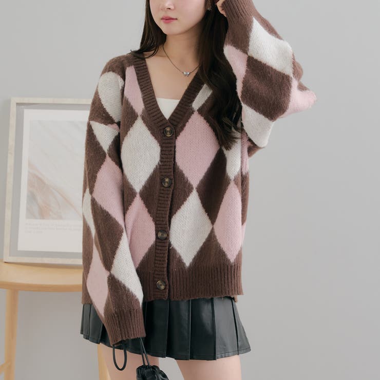 MARCHES】起毛アーガイルカーデ[品番：OLOW0014421]｜RMAF NICE CLAUP