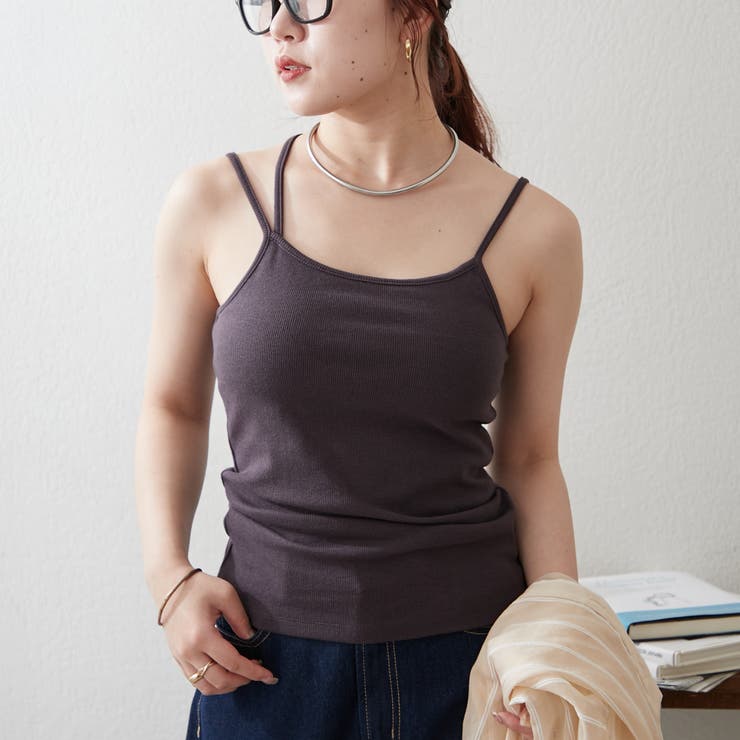チャコール | 肩紐2WAYカップ付きキャミソール | NICE CLAUP / OLIVE des OLIVE　OUTLET
