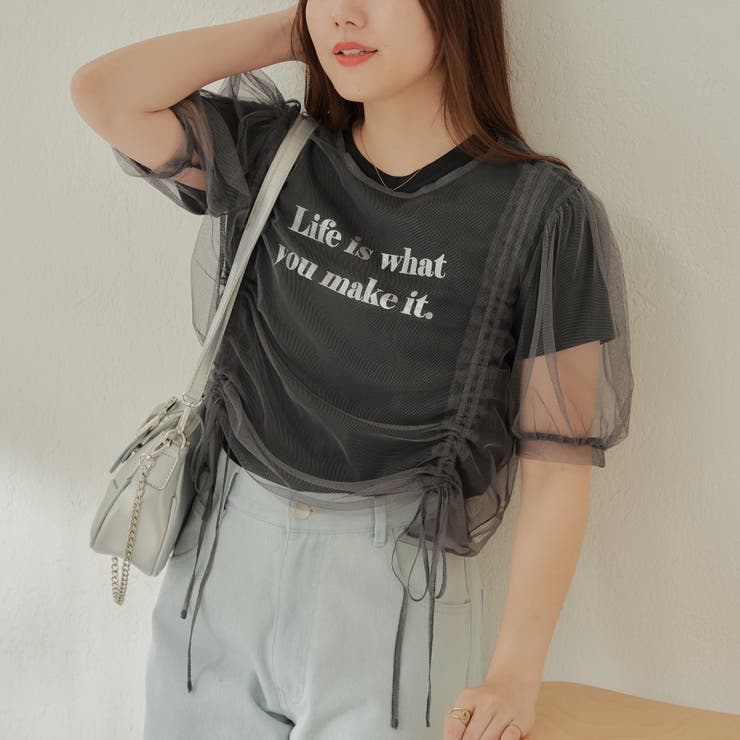 チュール+箔プリントTシャツSET | NICE CLAUP / OLIVE des OLIVE　OUTLET | 詳細画像2 