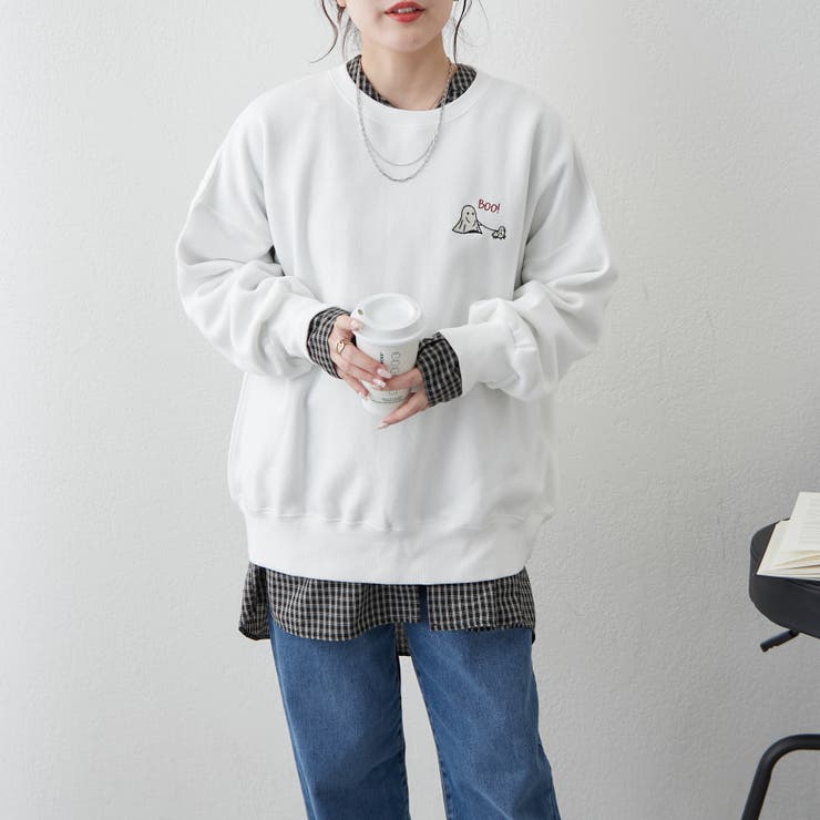 お散歩おばけ刺繍BIGプルオーバー[品番：NCLW0015016]｜NICE