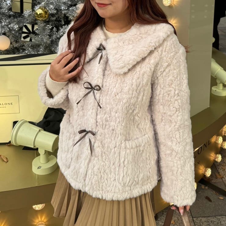 MARCHES】【インフルエンサー企画】リボンボアブルゾン[品番