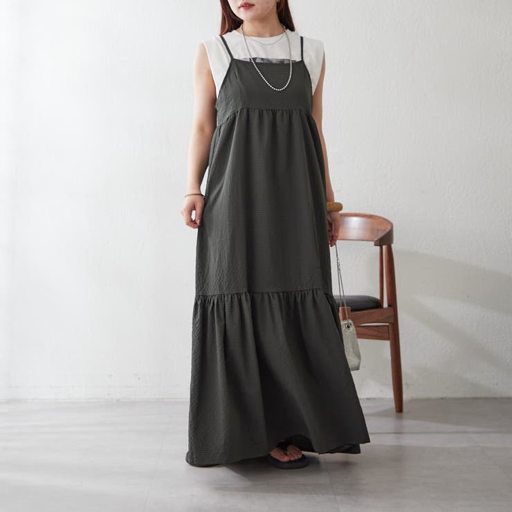 スタッフ人気No.1♪ / 長さ調節可能】チェックティアードワンピース