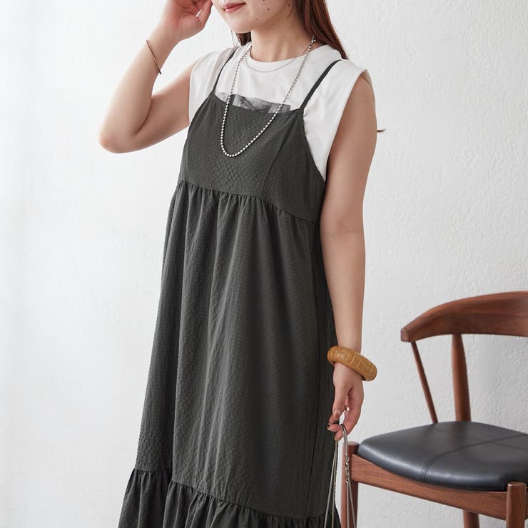 NICE CLAUP ワンピース スタッフ人気No.1♪ / 長さ調節可能】チェックティアードワンピース