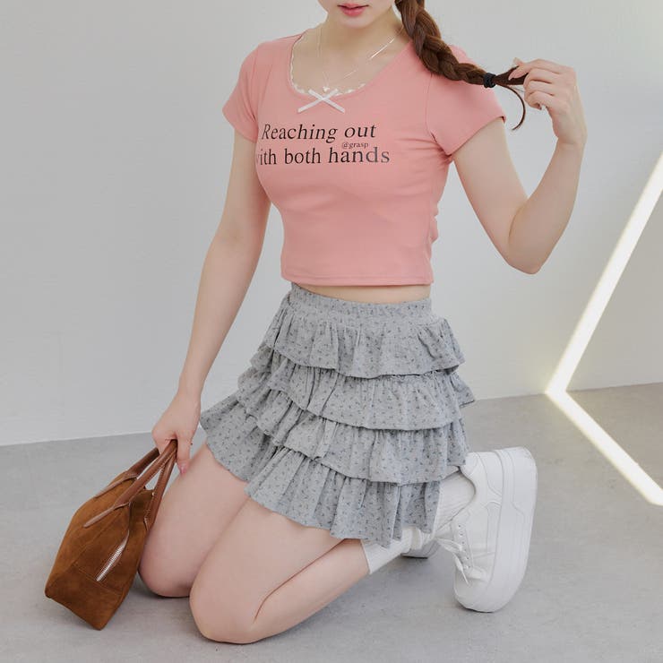 小花柄カットティアードミニスカート | NICE CLAUP / OLIVE des OLIVE　OUTLET | 詳細画像3 