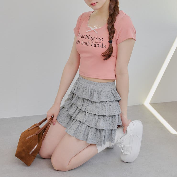 小花柄カットティアードミニスカート[品番：NCLW0015743]｜NICE