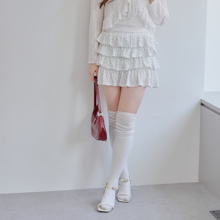 小花柄カットティアードミニスカート[品番：NCLW0015743]｜NICE