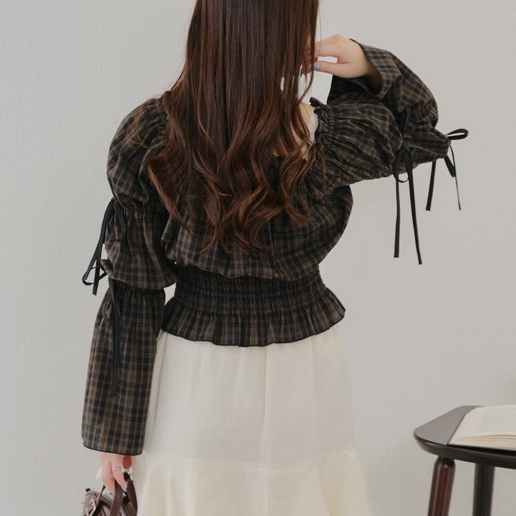 華奢見えが叶う】チェック2WAYブラウス[品番：NCLW0015229]｜NICE 