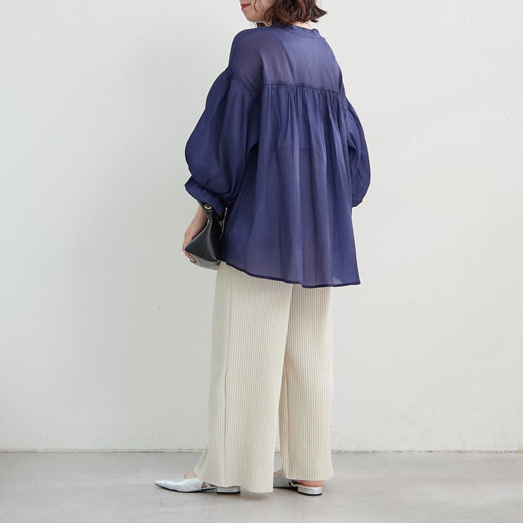 涼し気な印象、シアー楊柳スキッパー2枚袖ブラウス | NICE CLAUP / OLIVE des OLIVE　OUTLET | 詳細画像47 