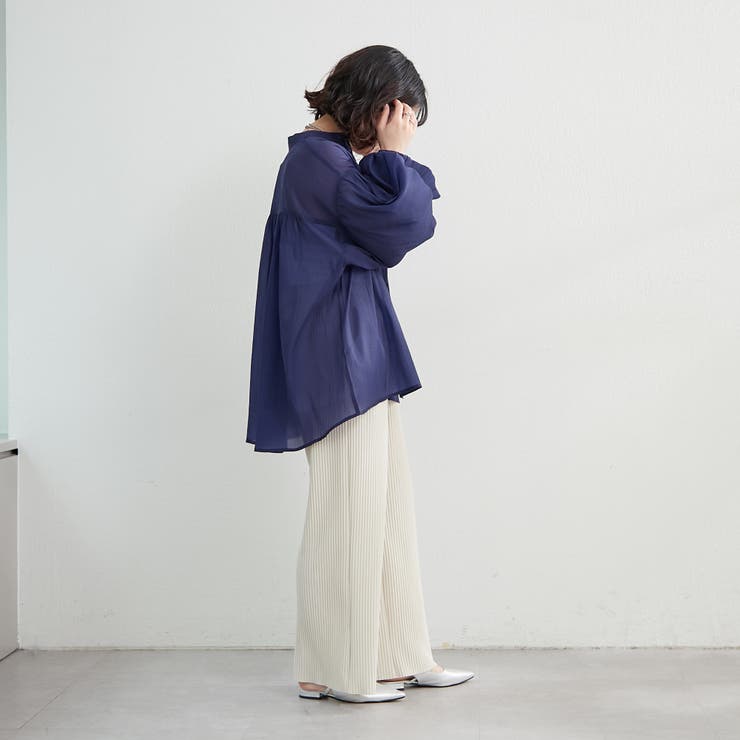 涼し気な印象、シアー楊柳スキッパー2枚袖ブラウス | NICE CLAUP / OLIVE des OLIVE　OUTLET | 詳細画像49 