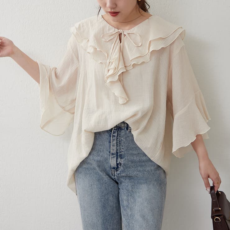 ラッフル5分袖ブラウス | NICE CLAUP / OLIVE des OLIVE　OUTLET | 詳細画像10 
