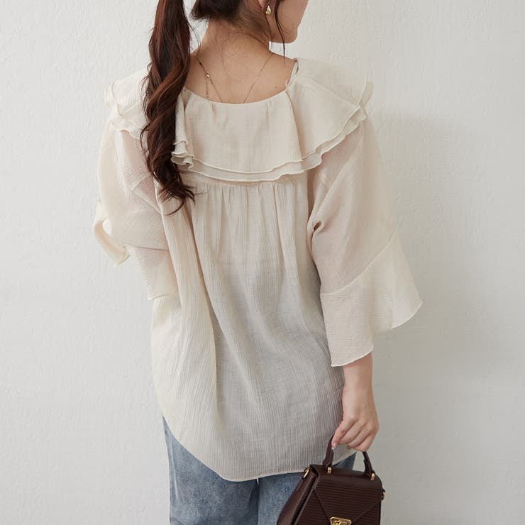 ラッフル5分袖ブラウス | NICE CLAUP / OLIVE des OLIVE　OUTLET | 詳細画像14 