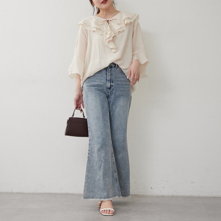 ラッフル5分袖ブラウス | NICE CLAUP / OLIVE des OLIVE　OUTLET | 詳細画像16 