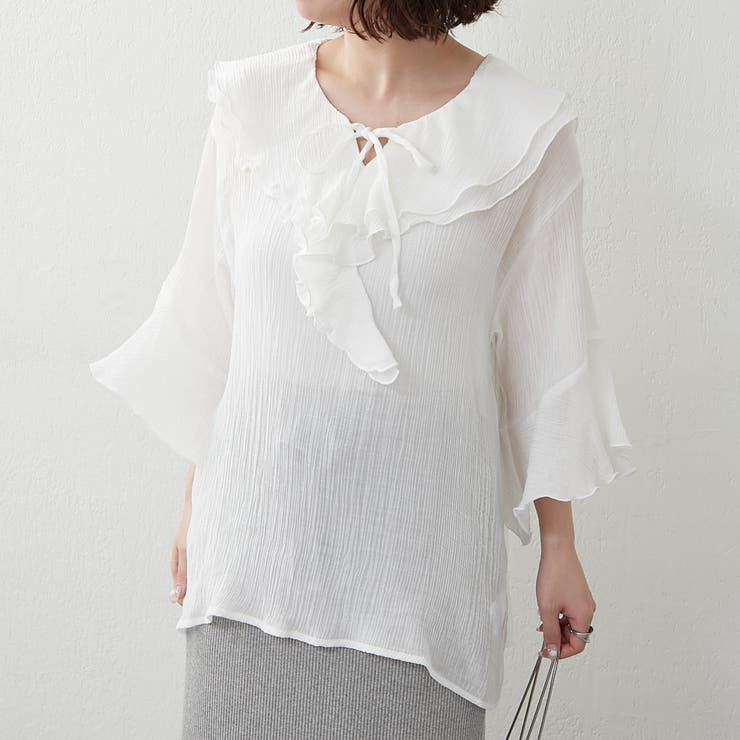 ラッフル5分袖ブラウス | NICE CLAUP / OLIVE des OLIVE　OUTLET | 詳細画像19 