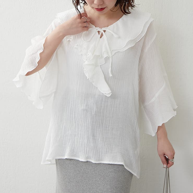 ラッフル5分袖ブラウス | NICE CLAUP / OLIVE des OLIVE　OUTLET | 詳細画像20 