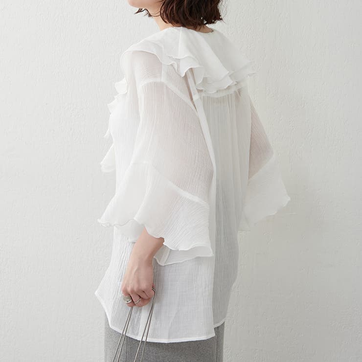 ラッフル5分袖ブラウス | NICE CLAUP / OLIVE des OLIVE　OUTLET | 詳細画像1 