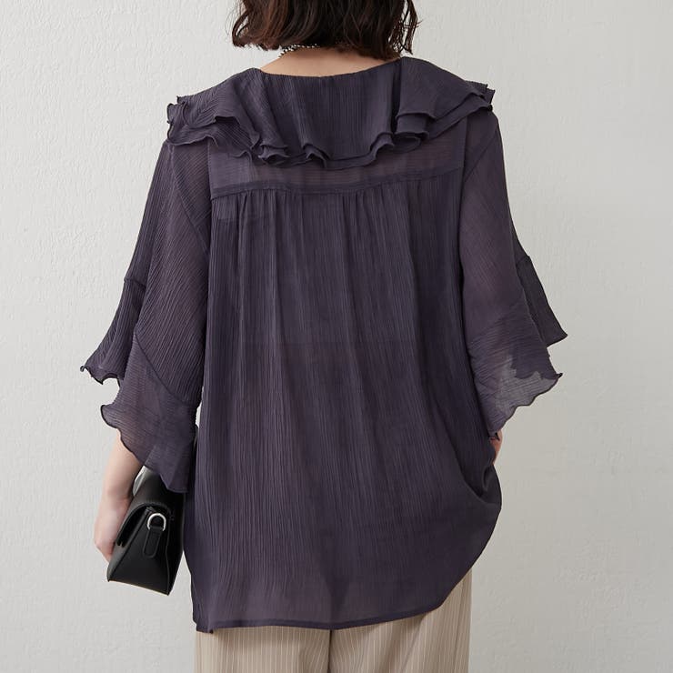 ラッフル5分袖ブラウス | NICE CLAUP / OLIVE des OLIVE　OUTLET | 詳細画像5 