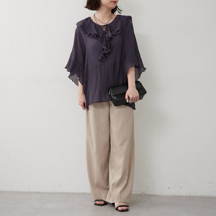 ラッフル5分袖ブラウス | NICE CLAUP / OLIVE des OLIVE　OUTLET | 詳細画像6 