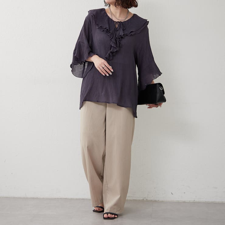 ラッフル5分袖ブラウス | NICE CLAUP / OLIVE des OLIVE　OUTLET | 詳細画像7 