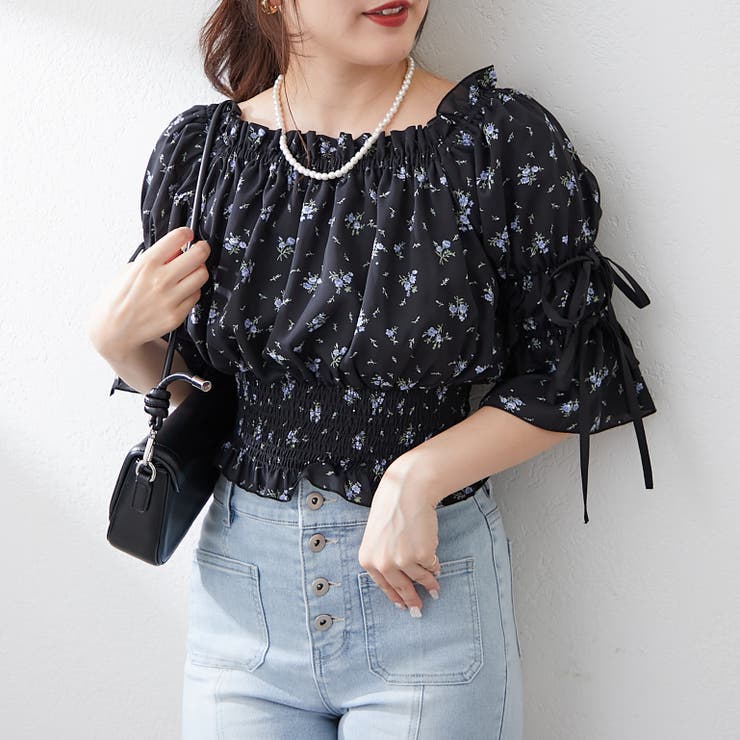 花柄 | 【@_chipi2xセレクト】5分袖前後2WAYブラウス | NICE CLAUP / OLIVE des OLIVE　OUTLET