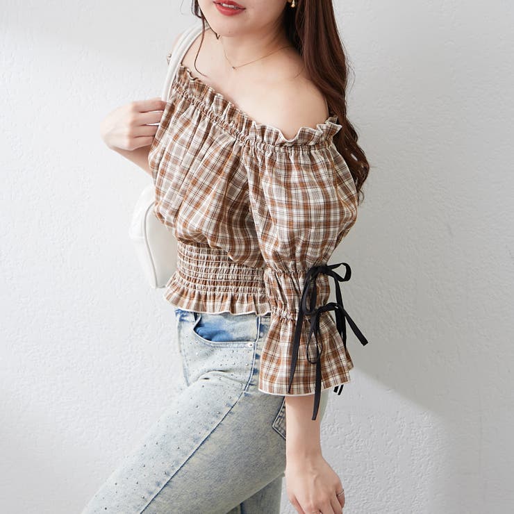 ブラウン系 | 【@_chipi2xセレクト】5分袖前後2WAYブラウス | NICE CLAUP / OLIVE des OLIVE　OUTLET