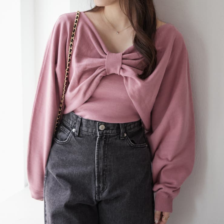 あざと可愛い♪】リボンニット+キャミ[品番：OLOW0014992]｜RMAF
