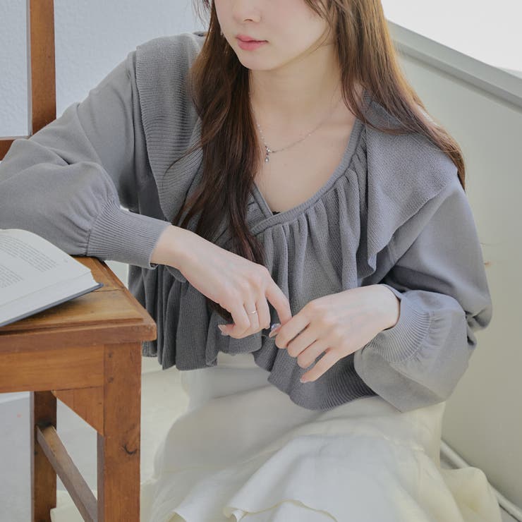 クロスフリルニットプルオーバー[品番：NCLW0015441]｜NICE CLAUP