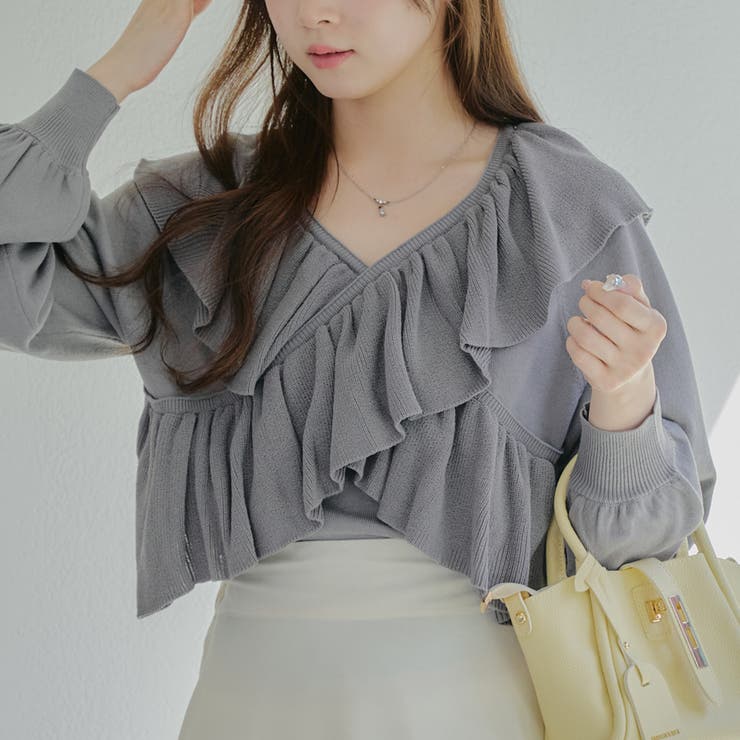 本日まで出品♡美品♡エポカ♡サイドフリルニットプルオーバー エポカ EPOCA フリルデザイン ニットプルオーバー （オレンジ1