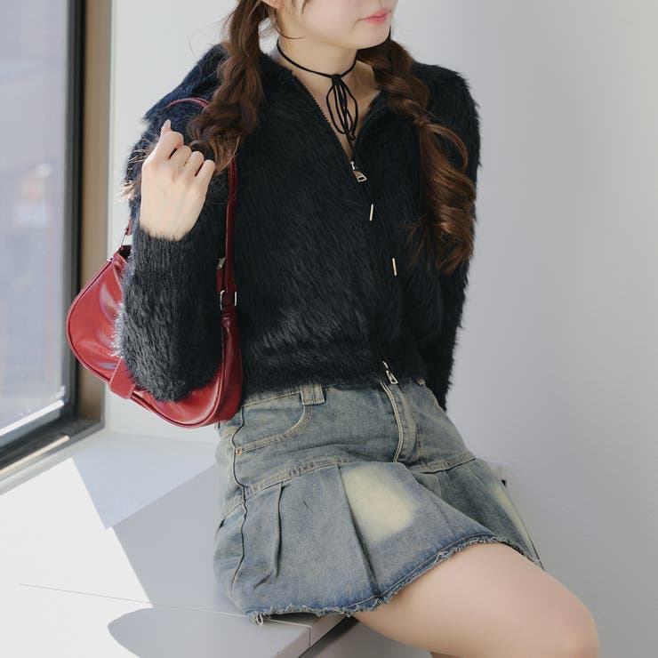 フェザーヤーンWZIPニット[品番：NCLW0015148]｜NICE CLAUP / OLIVE