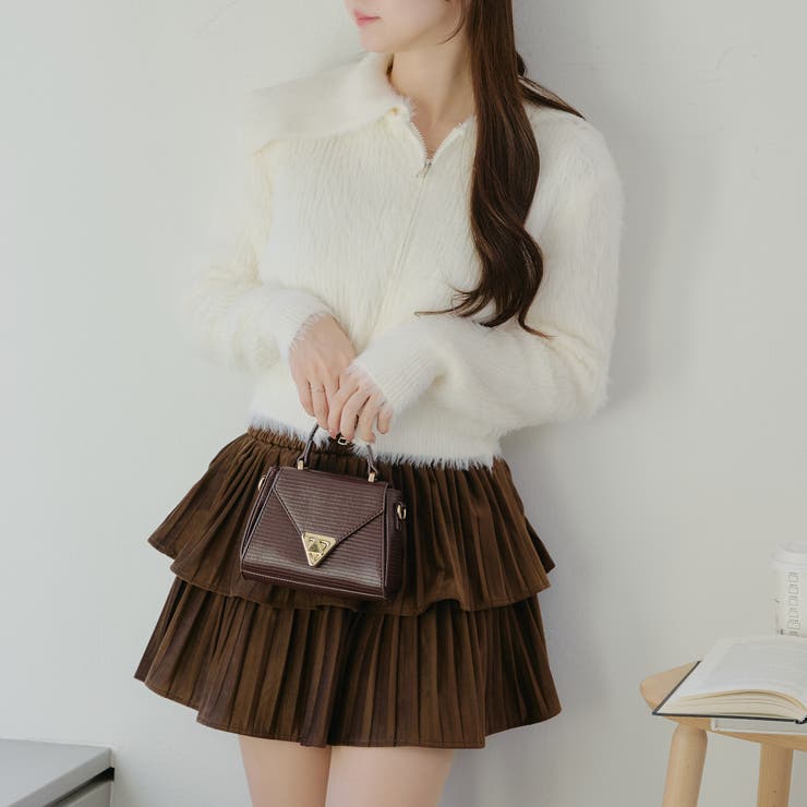 フェザーヤーンWZIPニット[品番：NCLW0015148]｜NICE CLAUP / OLIVE