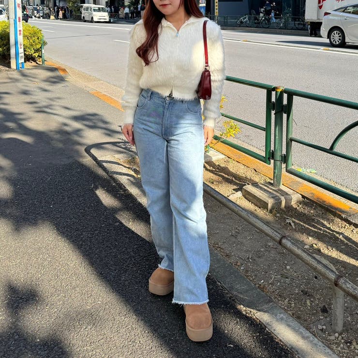 フェザーヤーンWZIPニット[品番：NCLW0015148]｜NICE CLAUP / OLIVE