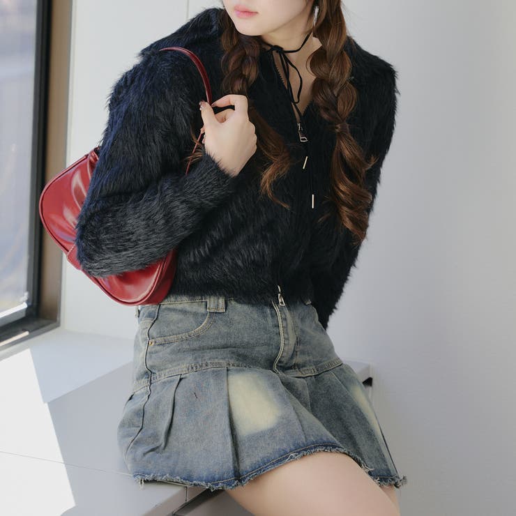 フェザーヤーンWZIPニット[品番：NCLW0015148]｜NICE CLAUP / OLIVE