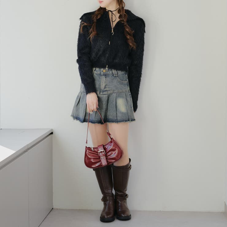 フェザーヤーンWZIPニット[品番：NCLW0015148]｜NICE CLAUP / OLIVE