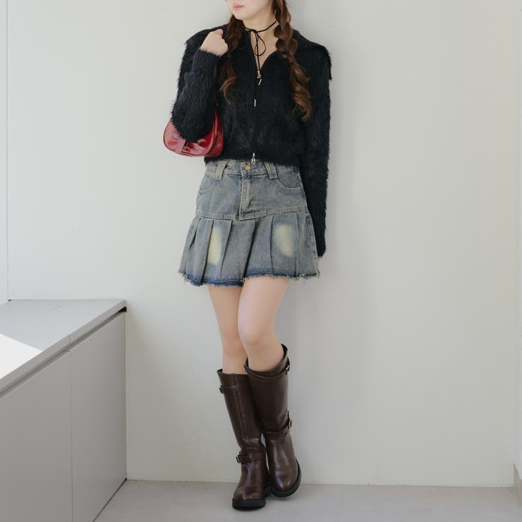 フェザーヤーンWZIPニット[品番：NCLW0015148]｜NICE CLAUP / OLIVE