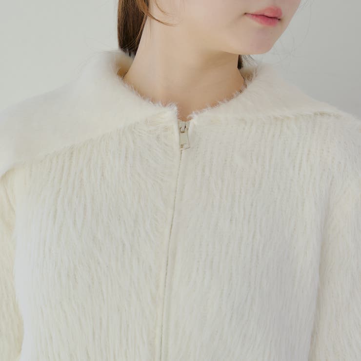 フェザーヤーンWZIPニット[品番：NCLW0015148]｜NICE CLAUP / OLIVE