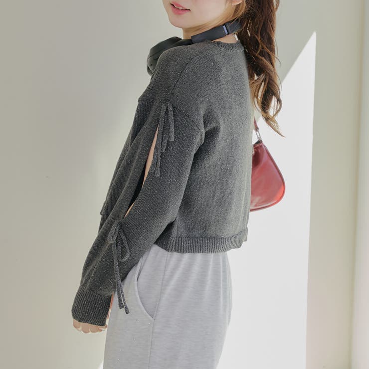 肩あきリボンニットプルオーバー[品番：NCLW0015385]｜NICE CLAUP