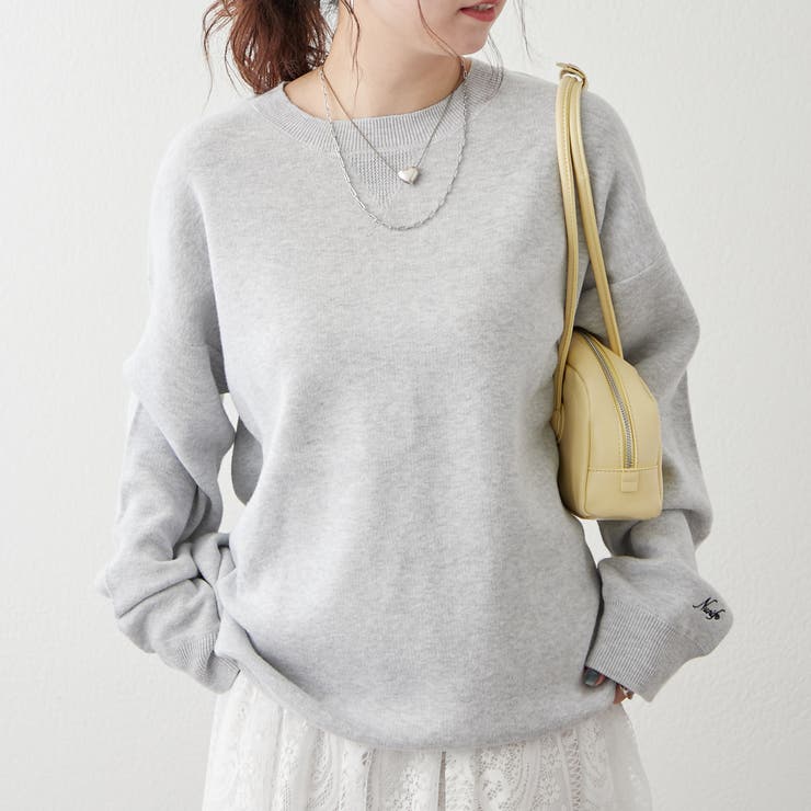 Lグレー | 【NUNIFE】豊富なカラー展開、スウェットライクニットプルオーバー | RMAF　NICE CLAUP / OLIVE des OLIVE