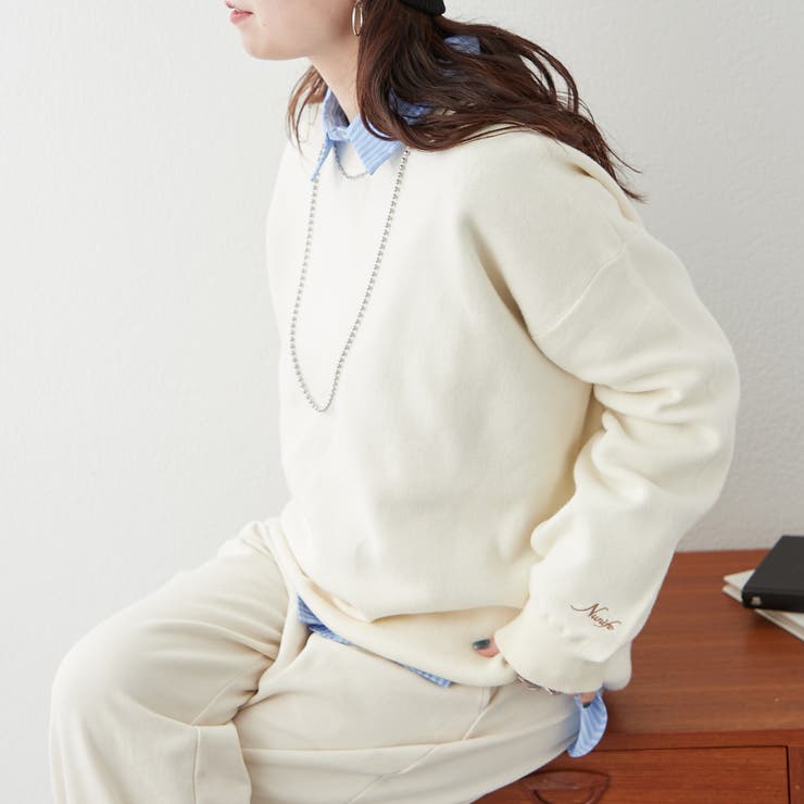 アイボリー | 【NUNIFE】豊富なカラー展開、スウェットライクニットプルオーバー | RMAF　NICE CLAUP / OLIVE des OLIVE