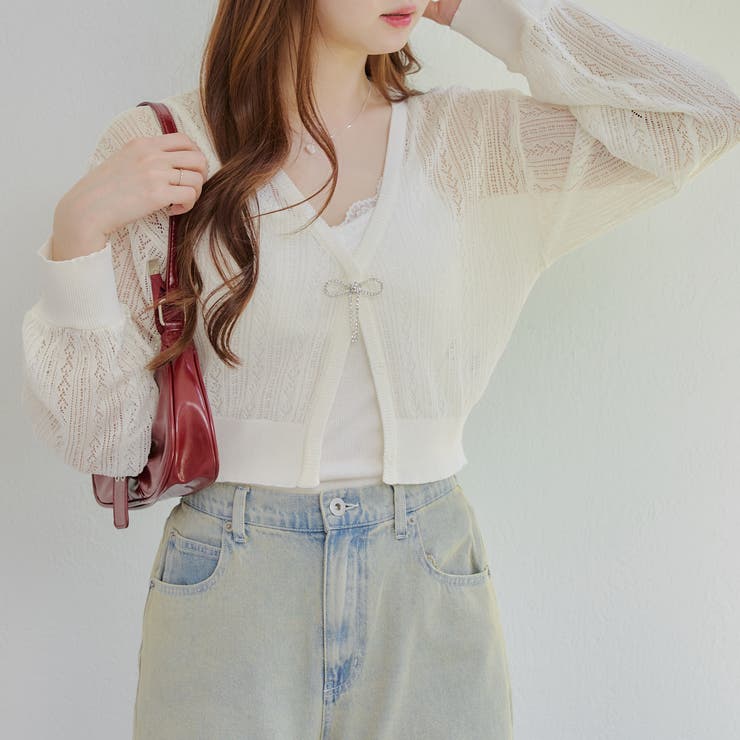 NICE CLAUP swimwearフロントリボン+シアーカーディガン one after another NICE CLAUP（ワンアフターアナザーナイ