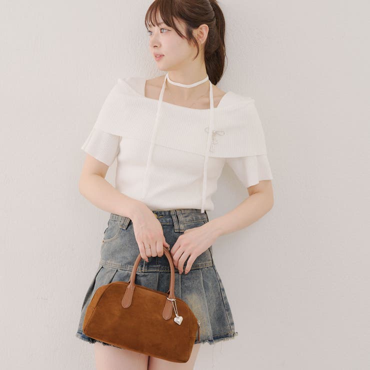 チョーカー付ケープニット[品番：NCLW0016113]｜NICE CLAUP / OLIVE