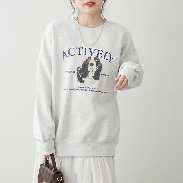 わんこ相良刺繍裏起毛スウェット | NICE CLAUP / OLIVE des OLIVE　OUTLET | 詳細画像4 